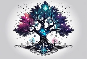 Constellation, tree , snowflake tattoo idea