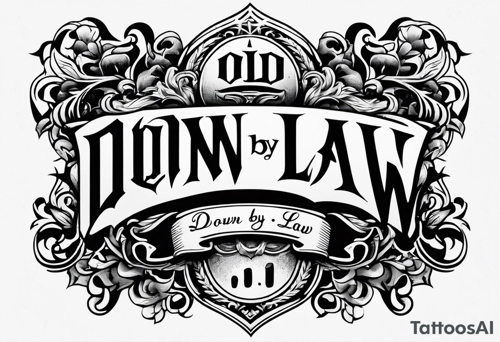 Old English font saying down By Law tattoo idea