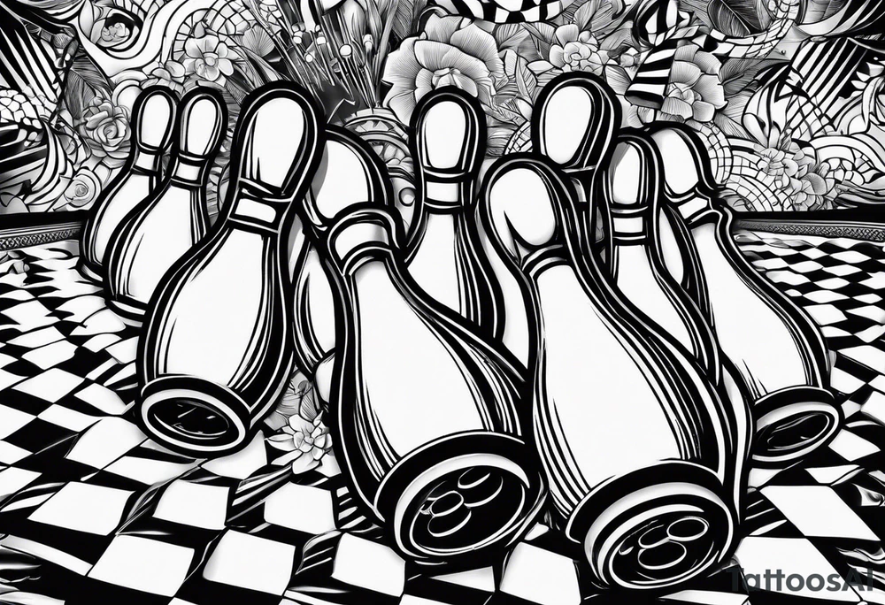 Bowling theme with car parts tattoo idea