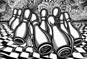 Bowling theme with car parts tattoo idea