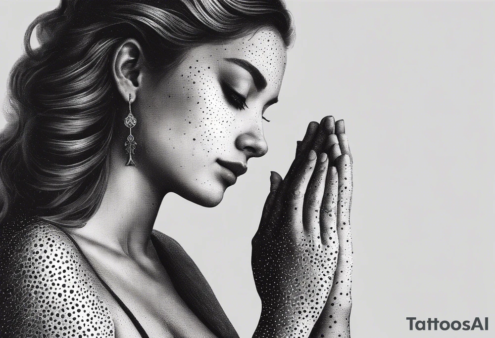 Angel with prayer hands tattoo idea