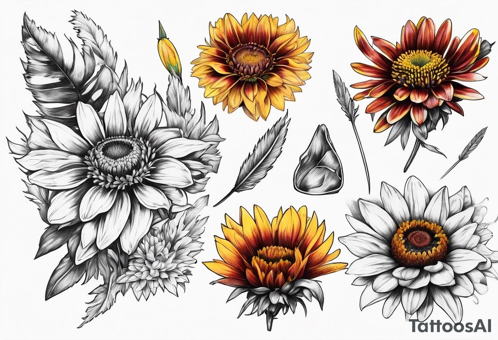 Indian blanket flower arrows tattoo idea