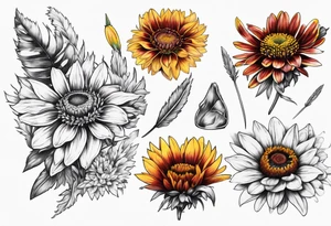 Indian blanket flower arrows tattoo idea