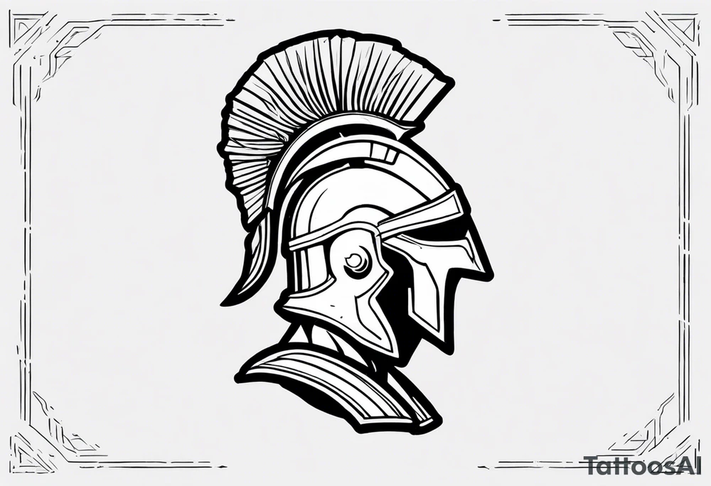 rectangular landscape format ultra-fine line linework vector of a spartan from the side, spartan spear, spartan shield, laurel wreath tattoo idea