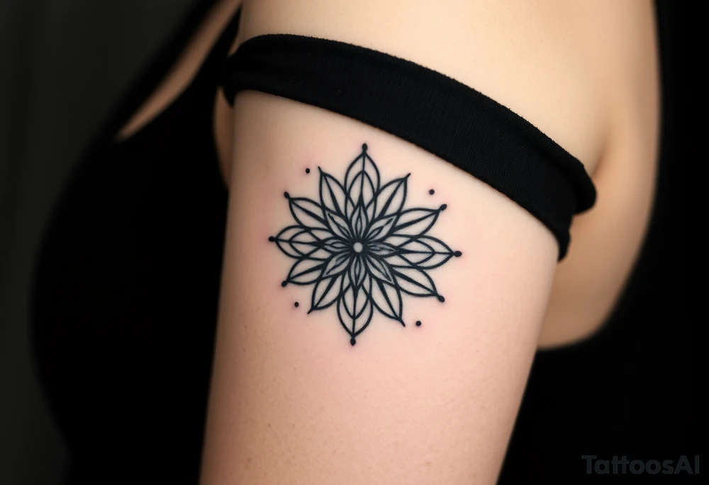 A Flower of Life pattern with delicate dot work shading placed in cyrcle tattoo idea