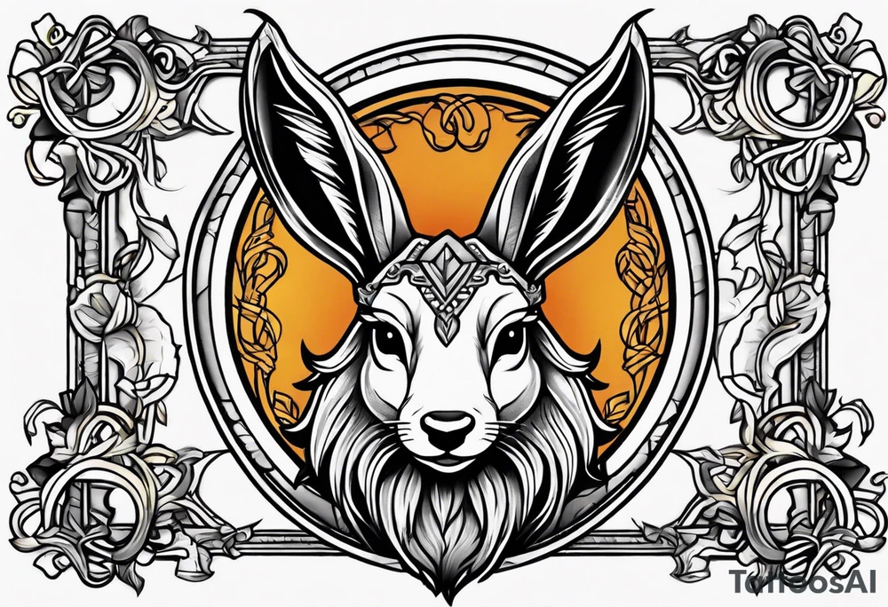 neo traditional jackelope tattoo idea