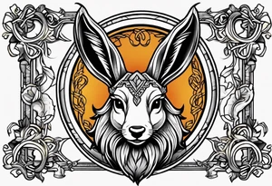 neo traditional jackelope tattoo idea