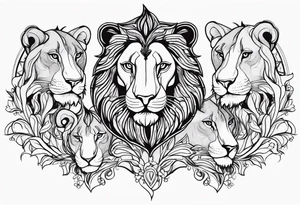 Father lion with two cub lions tattoo idea