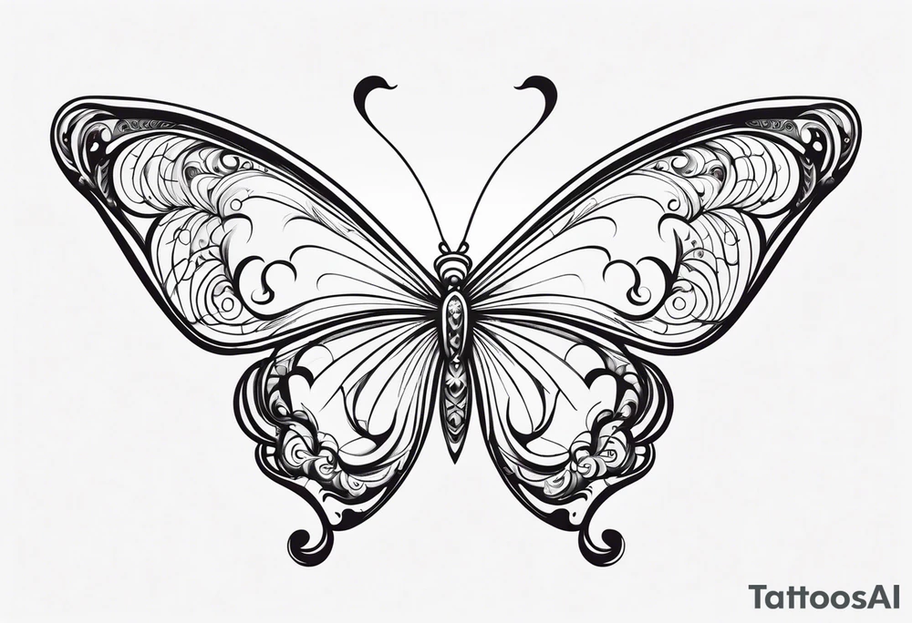 A lower back butterfly tatoo with the name nick below the butterfly tattoo idea