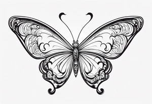 A lower back butterfly tatoo with the name nick below the butterfly tattoo idea