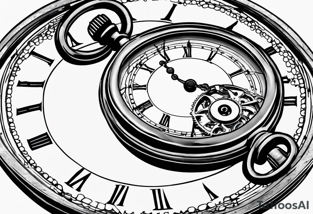 Old school pocket watch exploded showing inner mechanism tattoo idea