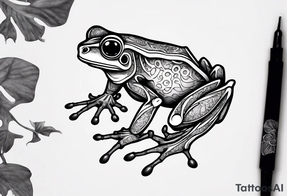 common coqui sitting on flor de maga tattoo idea