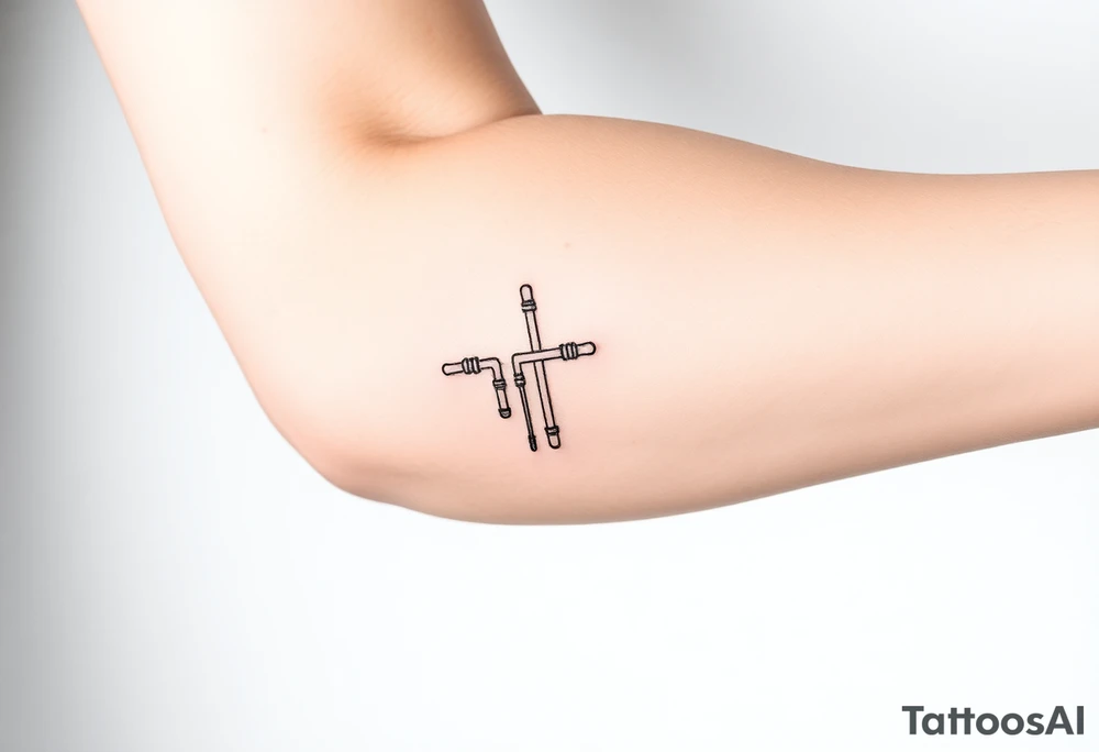 symetrical, vertical System of thin pipes that transitions gradually from the end into thick, widespread veins of forearm tattoo idea