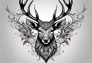 high-quality drawings of various fantastic animals. For example, a tattoo depicting a deer with a bird's beak. tattoo idea