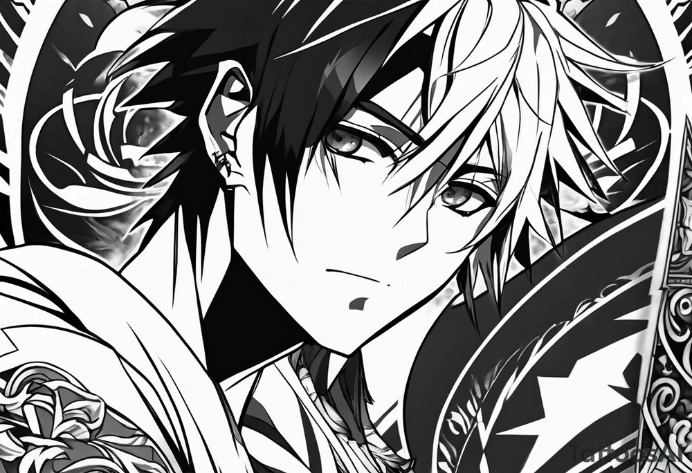 A male black anime character tattoo idea