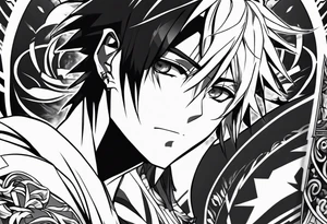 A male black anime character tattoo idea