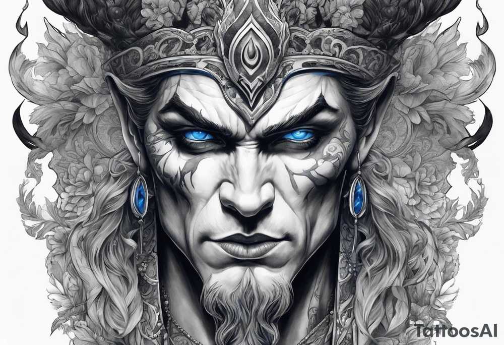 Hades with blue shadowns tattoo idea
