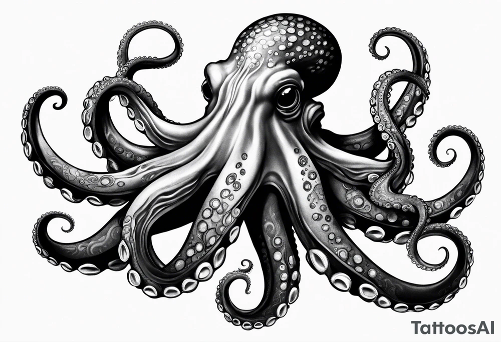 Realistic Octopus with tentacles going upwards tattoo idea