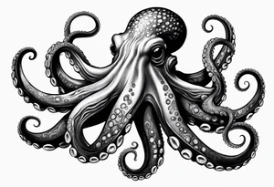 Realistic Octopus with tentacles going upwards tattoo idea
