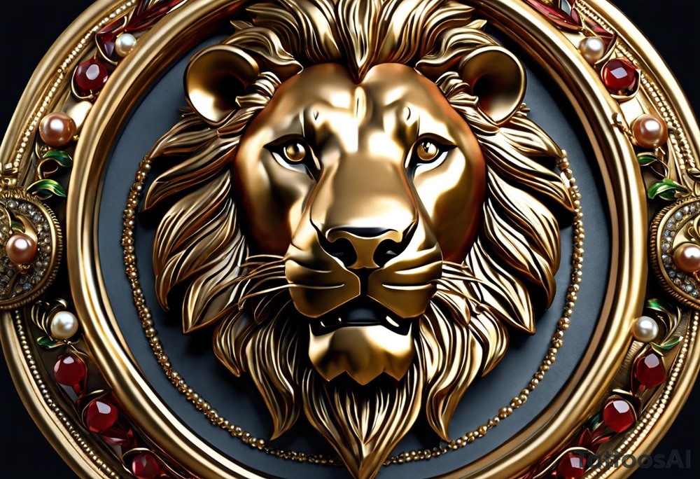 Lion’s Face: Positioned centrally, with intricate details.
North Star and Twin Star: Placed above the lion’s head, symbolizing guidance and direction for both you and your sister.
Crown with Pearls: On the lion’s head, representing "king" and adorned with pearls for added detail.
Scepter with Pearls: Positioned next to the lion, also adorned with pearls.
Flowers: Surrounding the design with detailed petals and centers.
Intertwined Lilies: Subtly included to symbolize you and your twin sister.
Winding Road: Flowing through the background with added details, representing your journey.
Gemini Symbol: Integrated into the design, representing the bond with your twin sister. tattoo idea