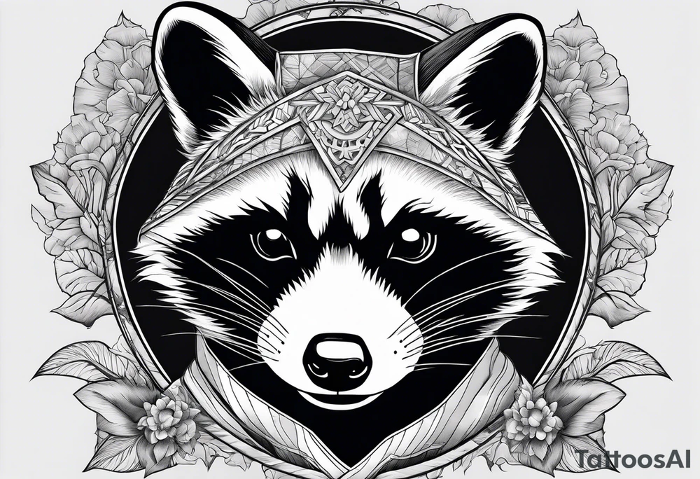 raccoon wearing a Superman hoodie tattoo idea