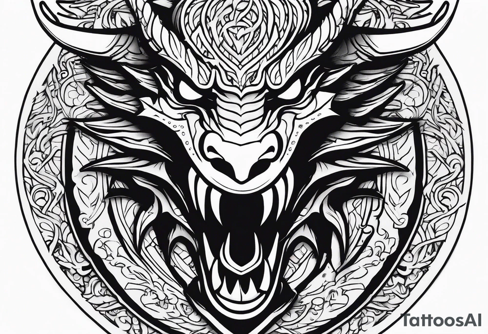 Valhalla sword shield dragon head tattoo idea