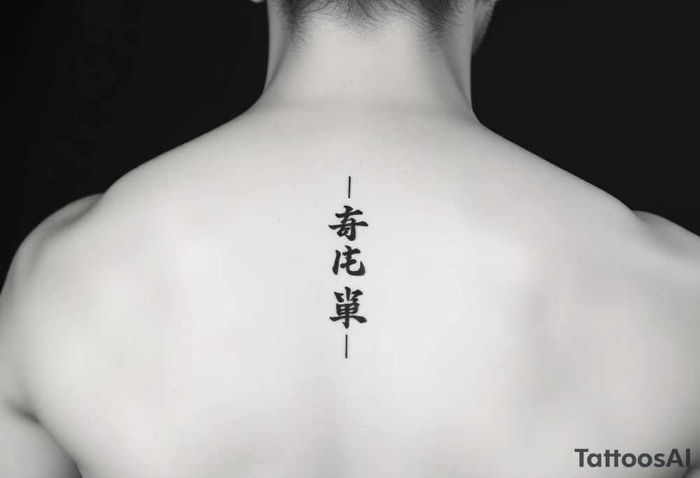 Minimalist Clean, modern wu wei, vertical symbols unique meditative design tattoo idea