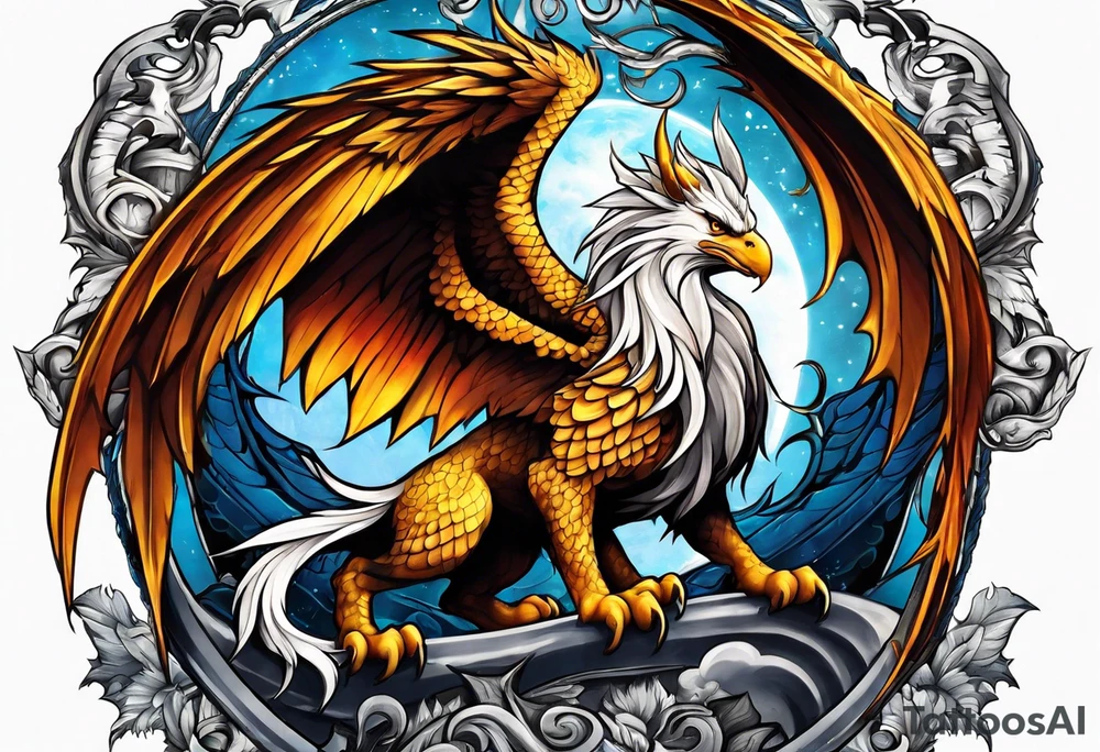 gryphon and dragon tattoo idea