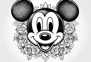hidden mickey mouse in flowers tattoo idea