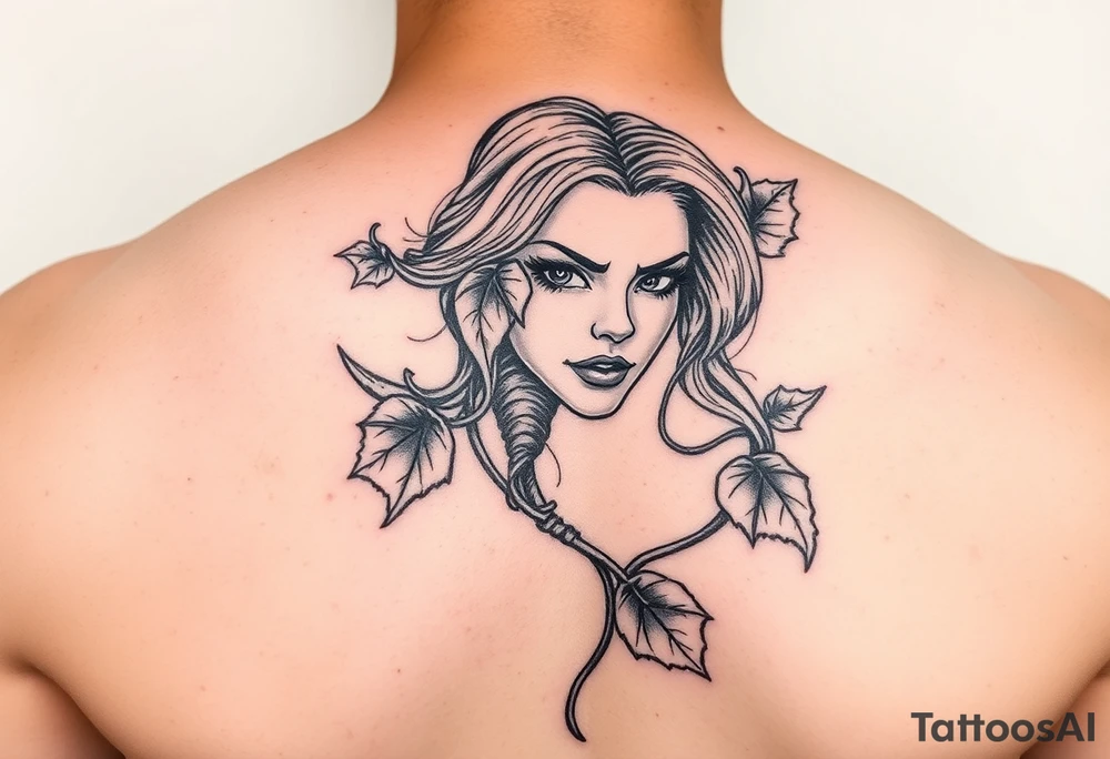 Poison ivy character sketch style tattoo idea