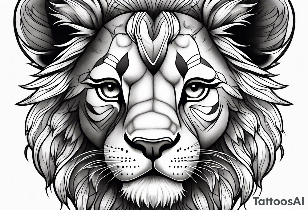 Super cute cartoon lion cub tattoo idea