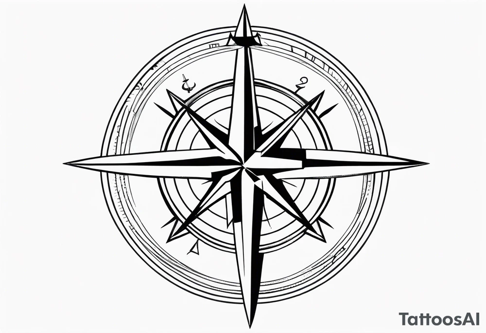 compass on spine with  anchor tattoo idea