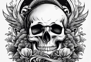 Mushroom, plant, skull, angel numbers tattoo idea
