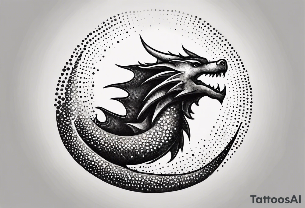 strength, small, drogon, long tail, elegant, sun, lenghty, pisces tattoo idea