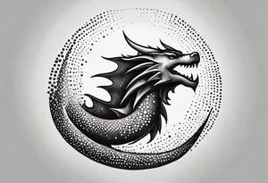 strength, small, drogon, long tail, elegant, sun, lenghty, pisces tattoo idea