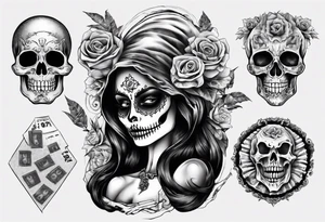 santa la muerta with money tattoo idea