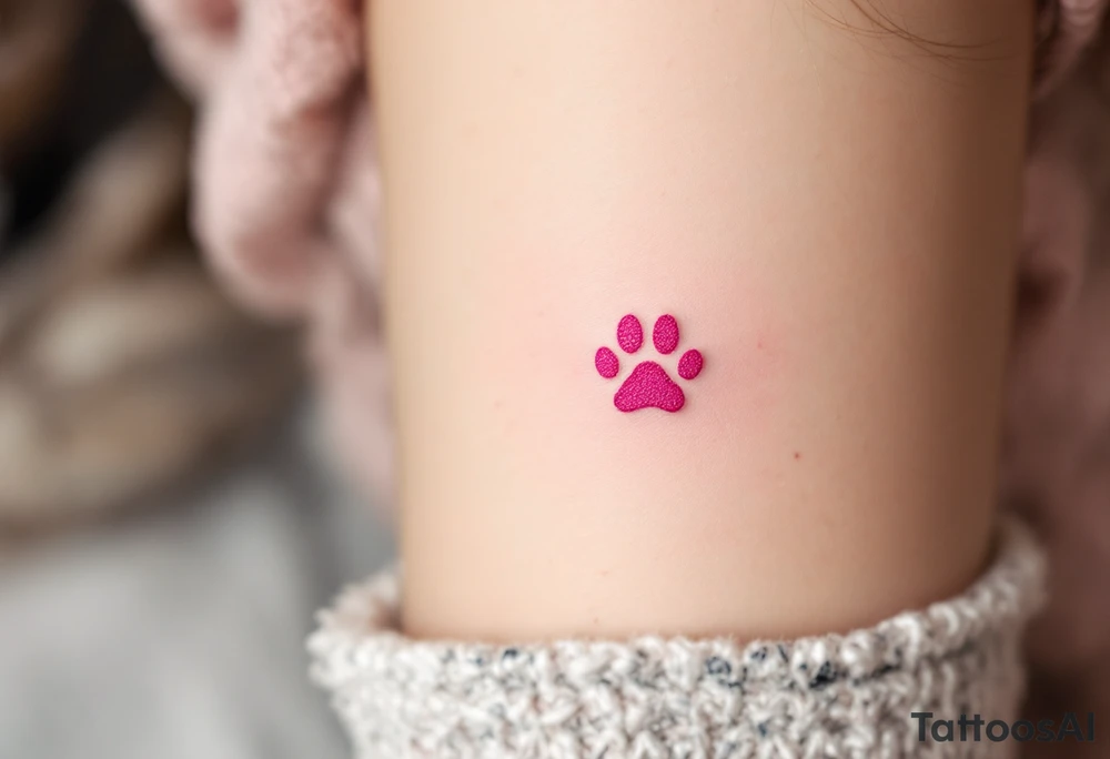 Tiny Pink Nose and Paw Prints – Soft baby pink paw prints paired with a tiny cat nose above them, playful and cute, ideal for delicate placements. tattoo idea