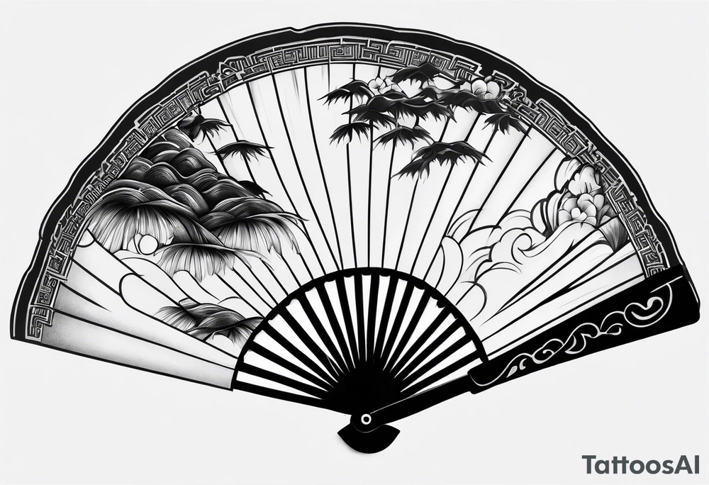 Black Japanese fan tattoo idea