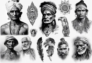 indian  man photorealism tattoo idea