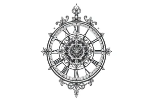 vintage roman numerals within ornate clockwork mechanism tattoo idea