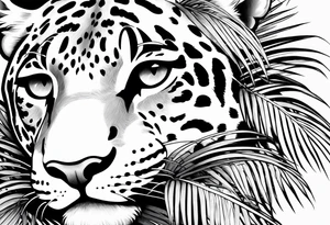 jaguar laying on palm tree tattoo idea