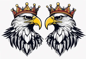 eagle with wings crown on head simple bold colors old school traditional vintage tattoo idea