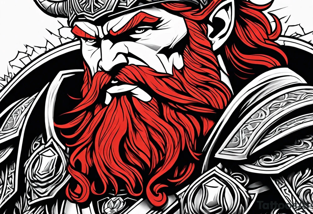 thor with red beard and hammer tattoo idea