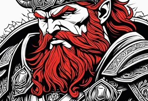 thor with red beard and hammer tattoo idea