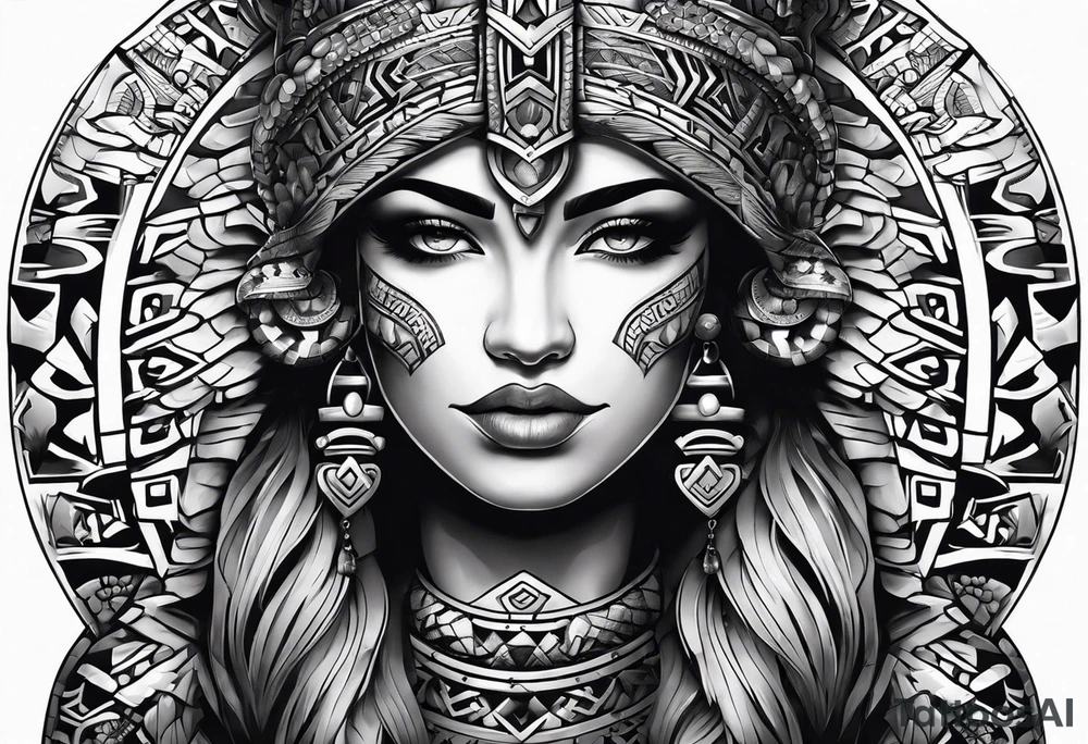 aztec snake sleeve tattoo idea