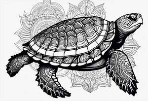 turtle with mandala shell tattoo idea