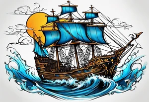 Humberto, libra, azul, mar, yates, barcos, tecnología tattoo idea