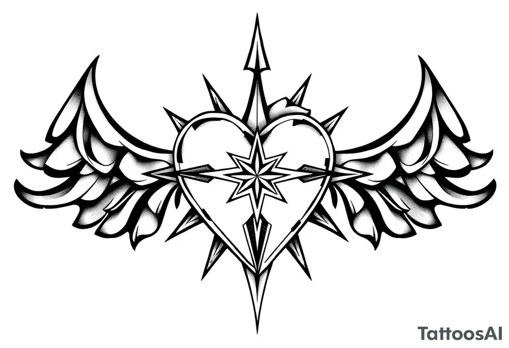 music heart star tattoo idea