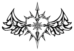 music heart star tattoo idea
