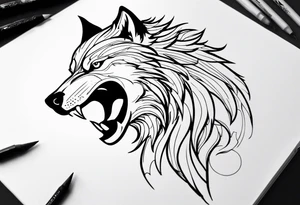 Roaring wolf tattoo idea